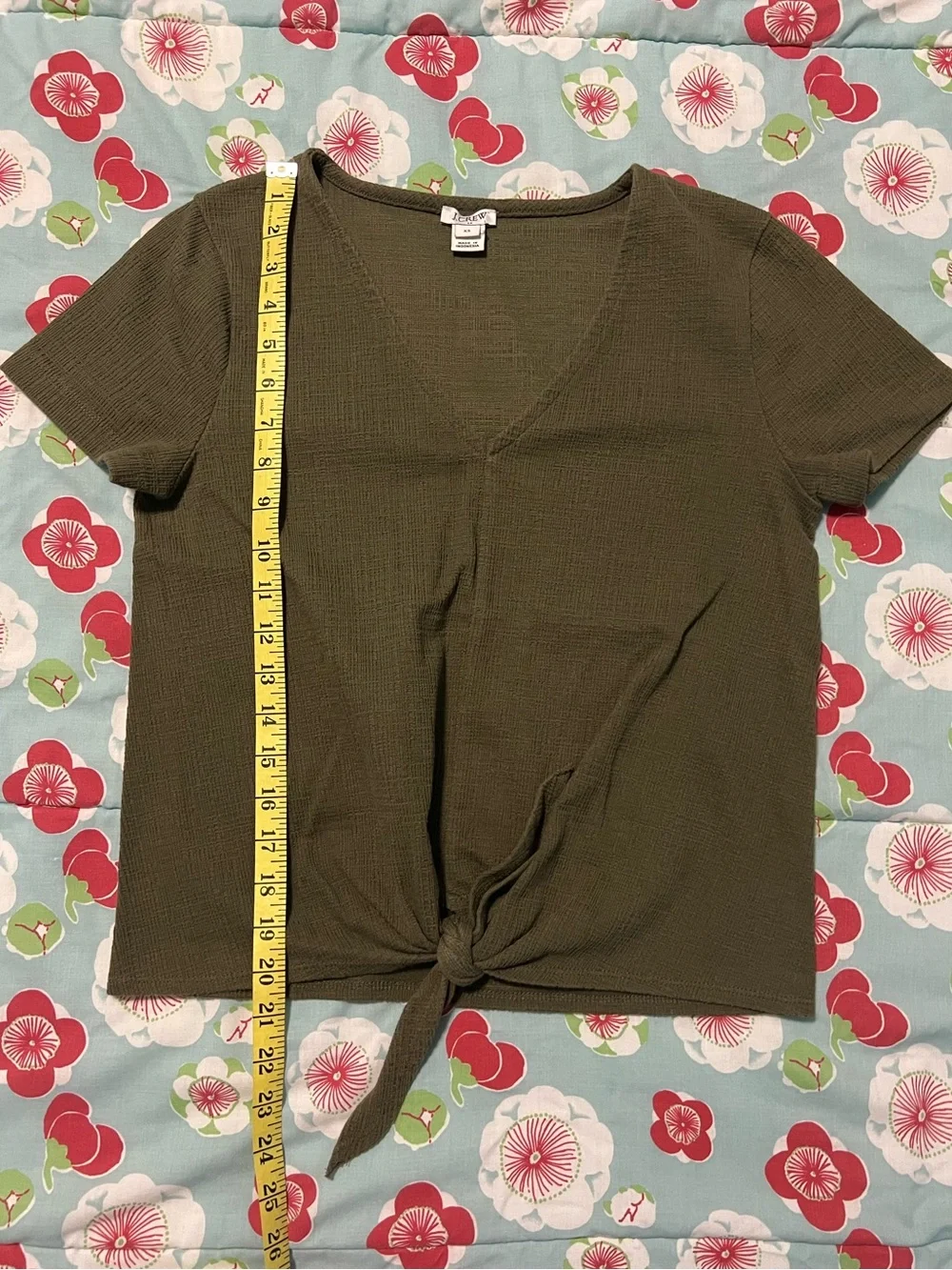 J. Crew Olive Tie-Front V-Neck size XS